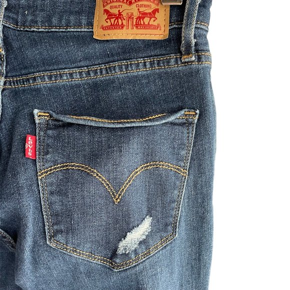 Levi's 721 High Rise Ankle Skinny Distressed Jeans - Size 27 - Picture 5 of 6